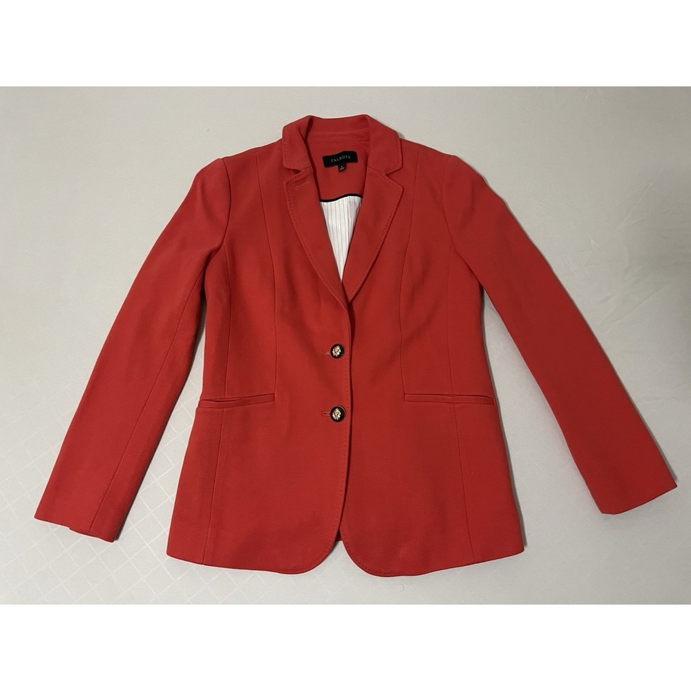 Talbots‎ Orange Lined Top Stitched Lined Blazer Size 2 Old Money